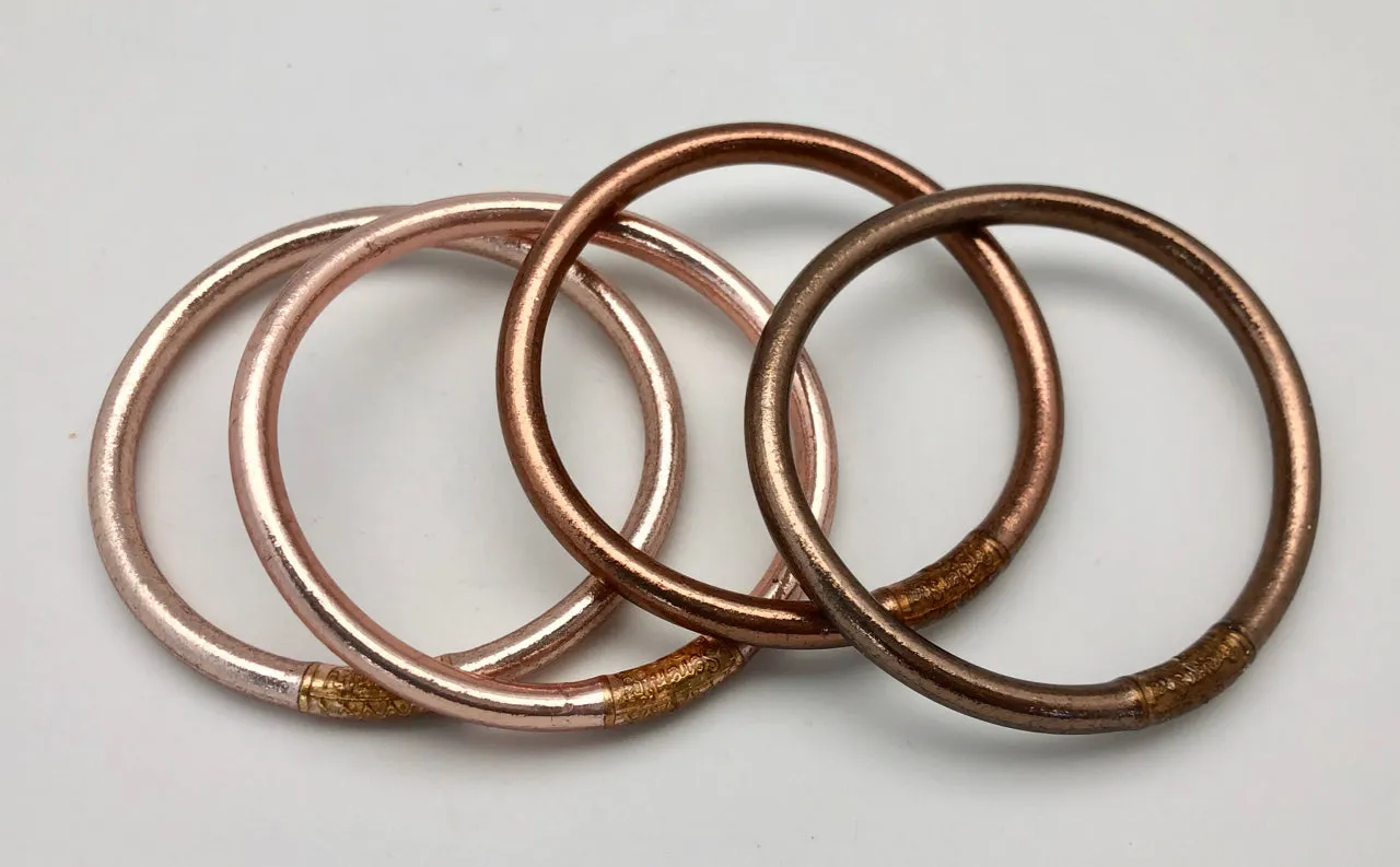 BuDhaGirl Fawn Bronze Ombre All Weather Buddhist Prayer Bangle Bracelets -set of four