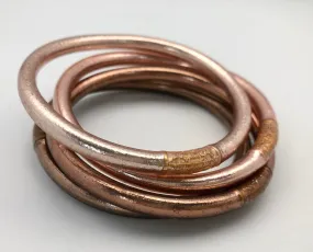 BuDhaGirl Fawn Bronze Ombre All Weather Buddhist Prayer Bangle Bracelets -set of four