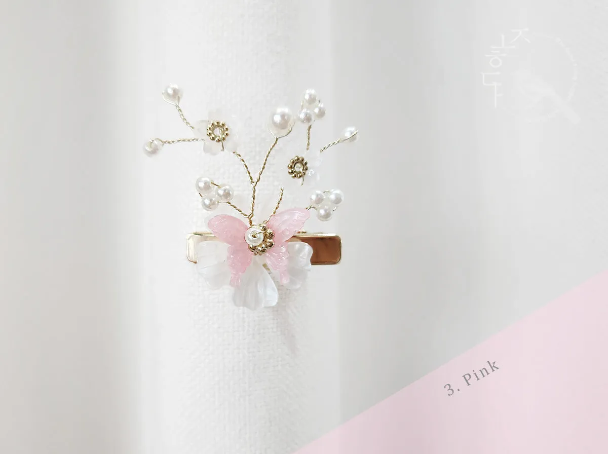 Butterfly on Flower Hair Pin (3 Colors)