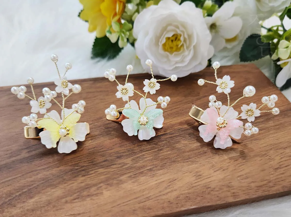 Butterfly on Flower Hair Pin (3 Colors)