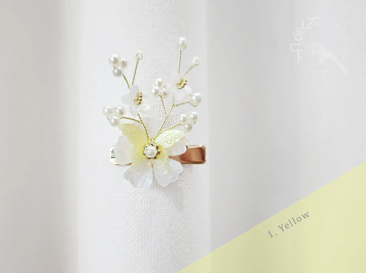 Butterfly on Flower Hair Pin (3 Colors)