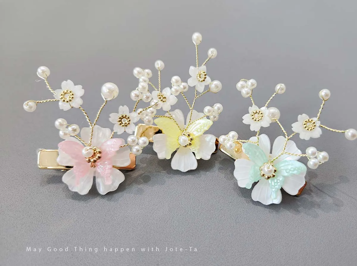 Butterfly on Flower Hair Pin (3 Colors)