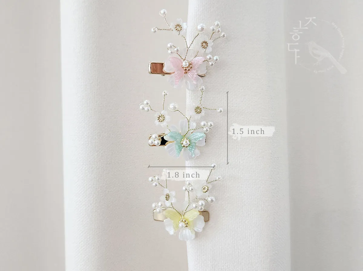 Butterfly on Flower Hair Pin (3 Colors)
