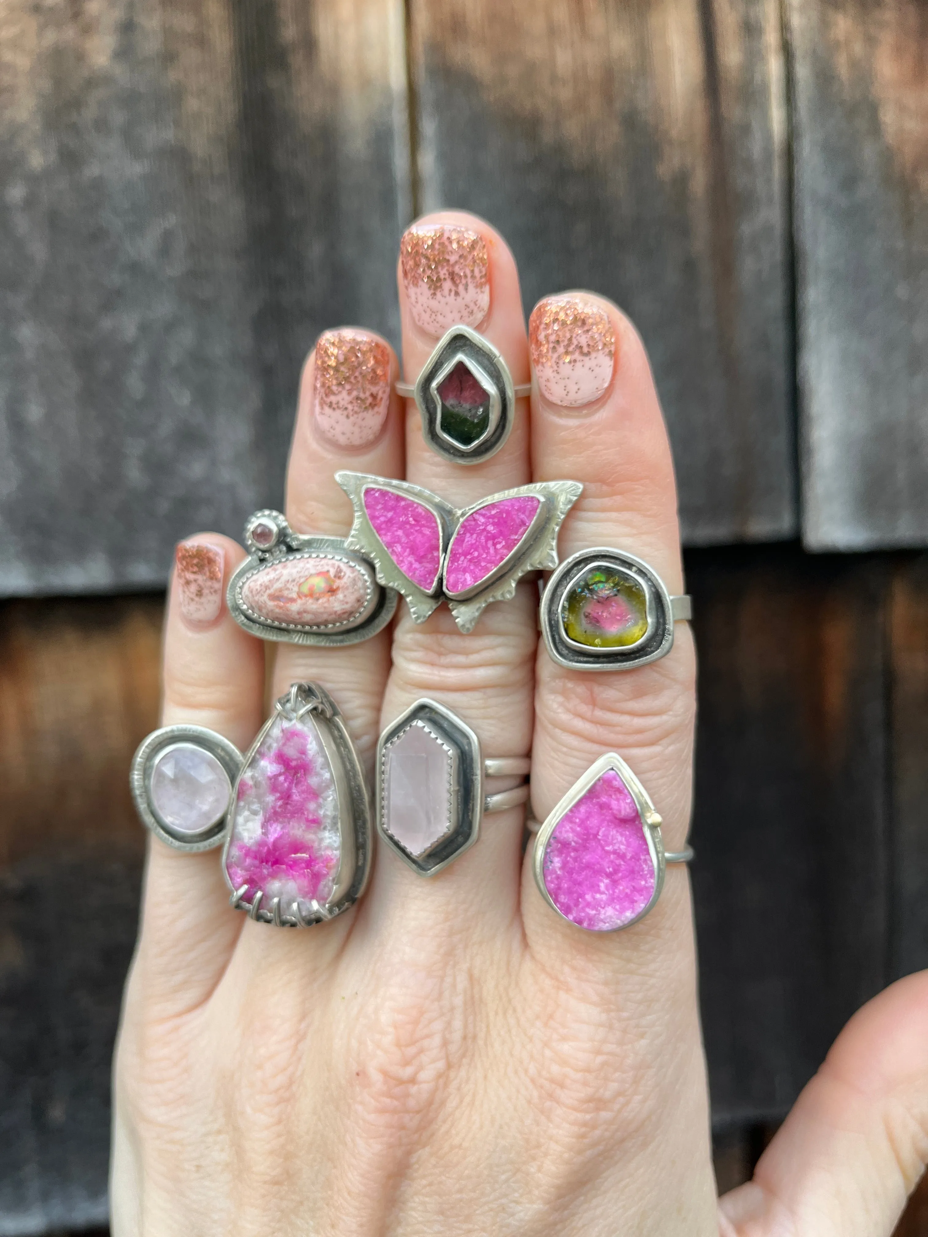 Cantera Opal and Pink Tourmaline Orbit Ring