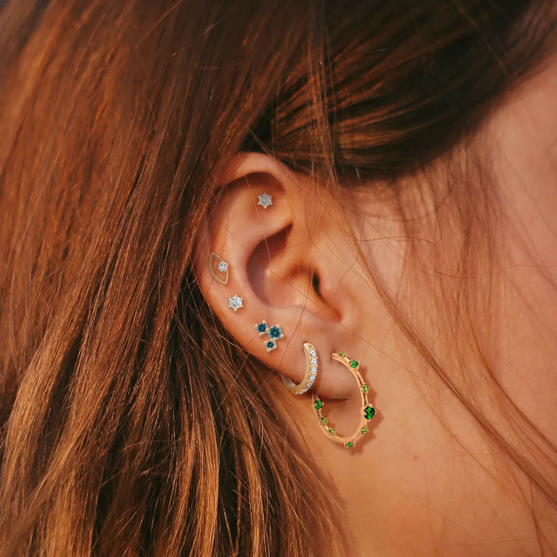 Celeste Earrings, Teal Sapphire