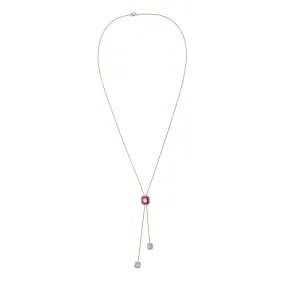 Channel Set Ruby Diamond Octagon Designer Necklace In 18k Gold