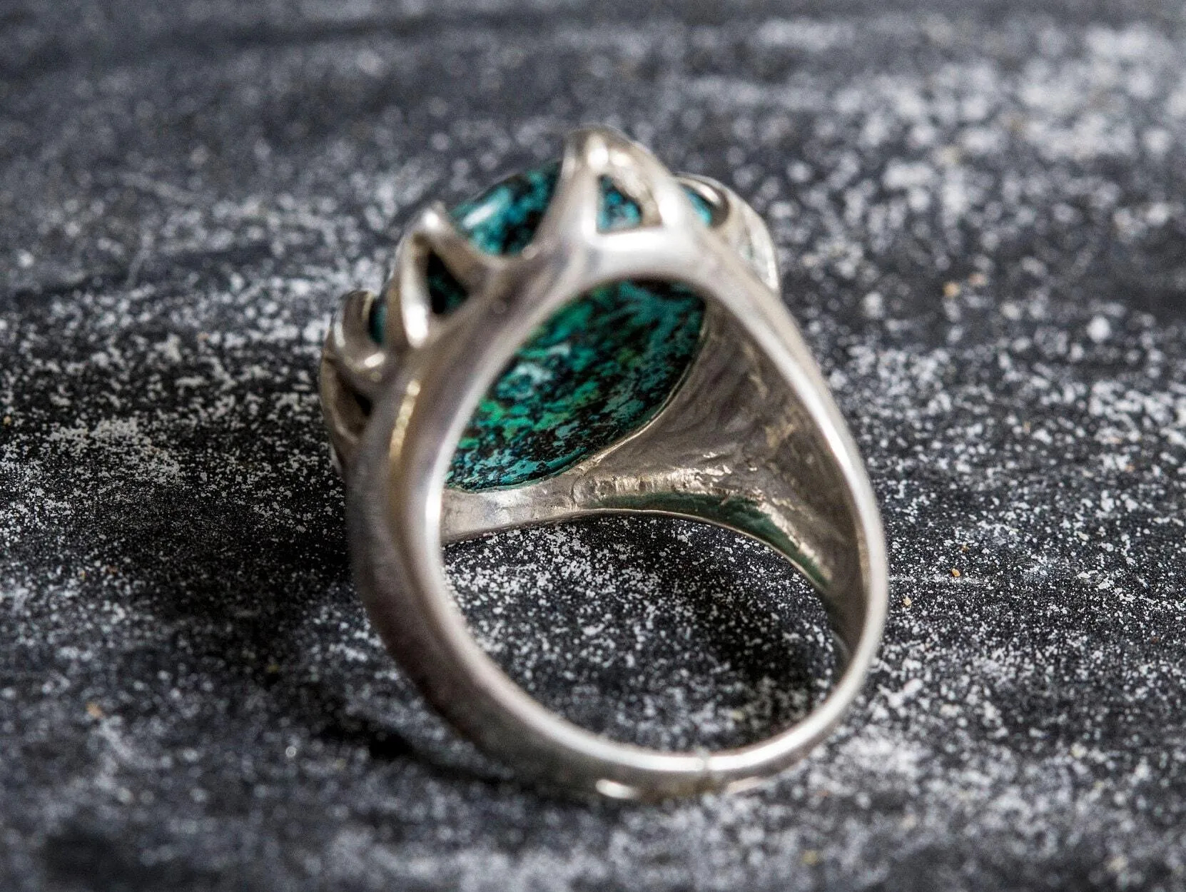 Chrysocolla Large Ring - Boho Statement Ring - Chrysocolla Silver Ring