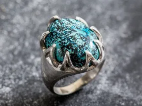 Chrysocolla Large Ring - Boho Statement Ring - Chrysocolla Silver Ring