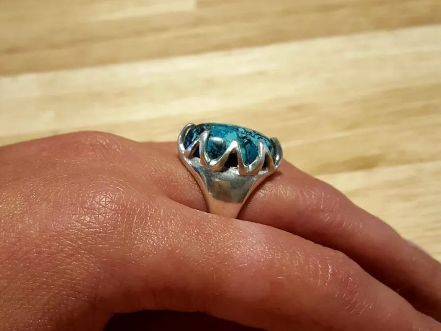 Chrysocolla Large Ring - Boho Statement Ring - Chrysocolla Silver Ring