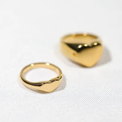 Chunky Gold Heart Ring Set