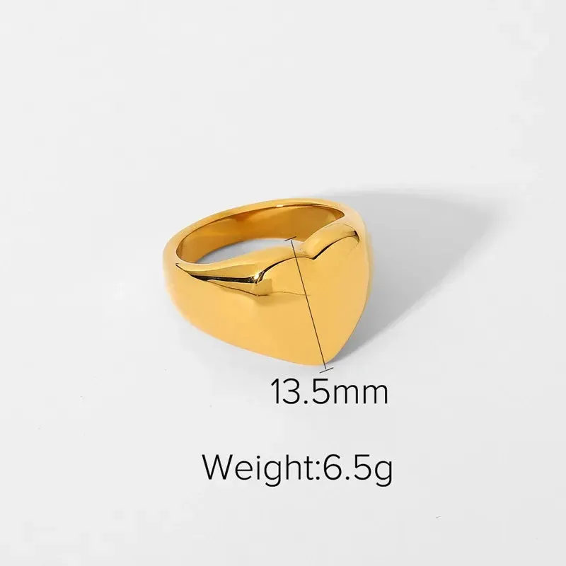Chunky Gold Heart Ring Set