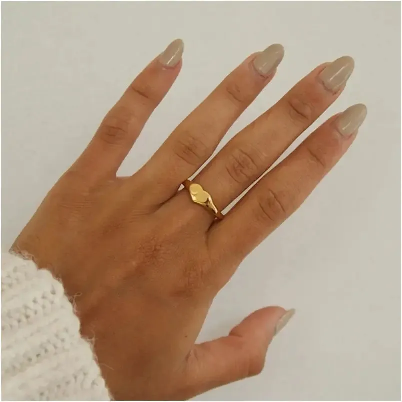 Chunky Gold Heart Ring Set
