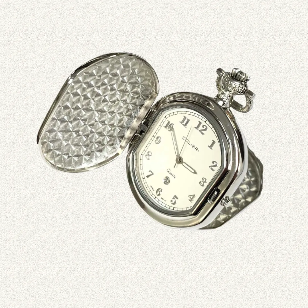 Colibri PW-230 Silver Pocket Watch with White Face