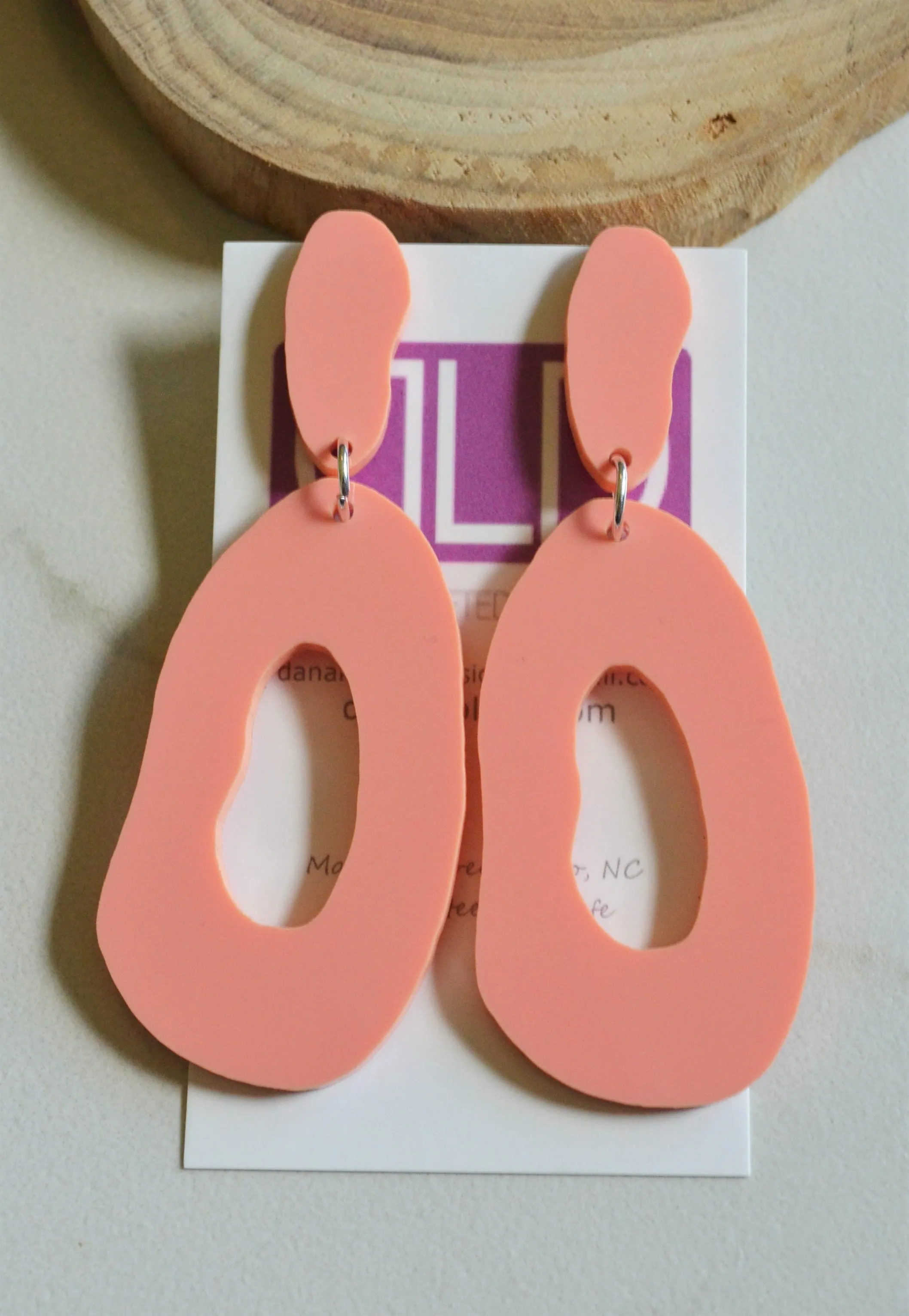 Coral Pink Statement Lucite Acrylic Big Statement Earrings - Sylvia