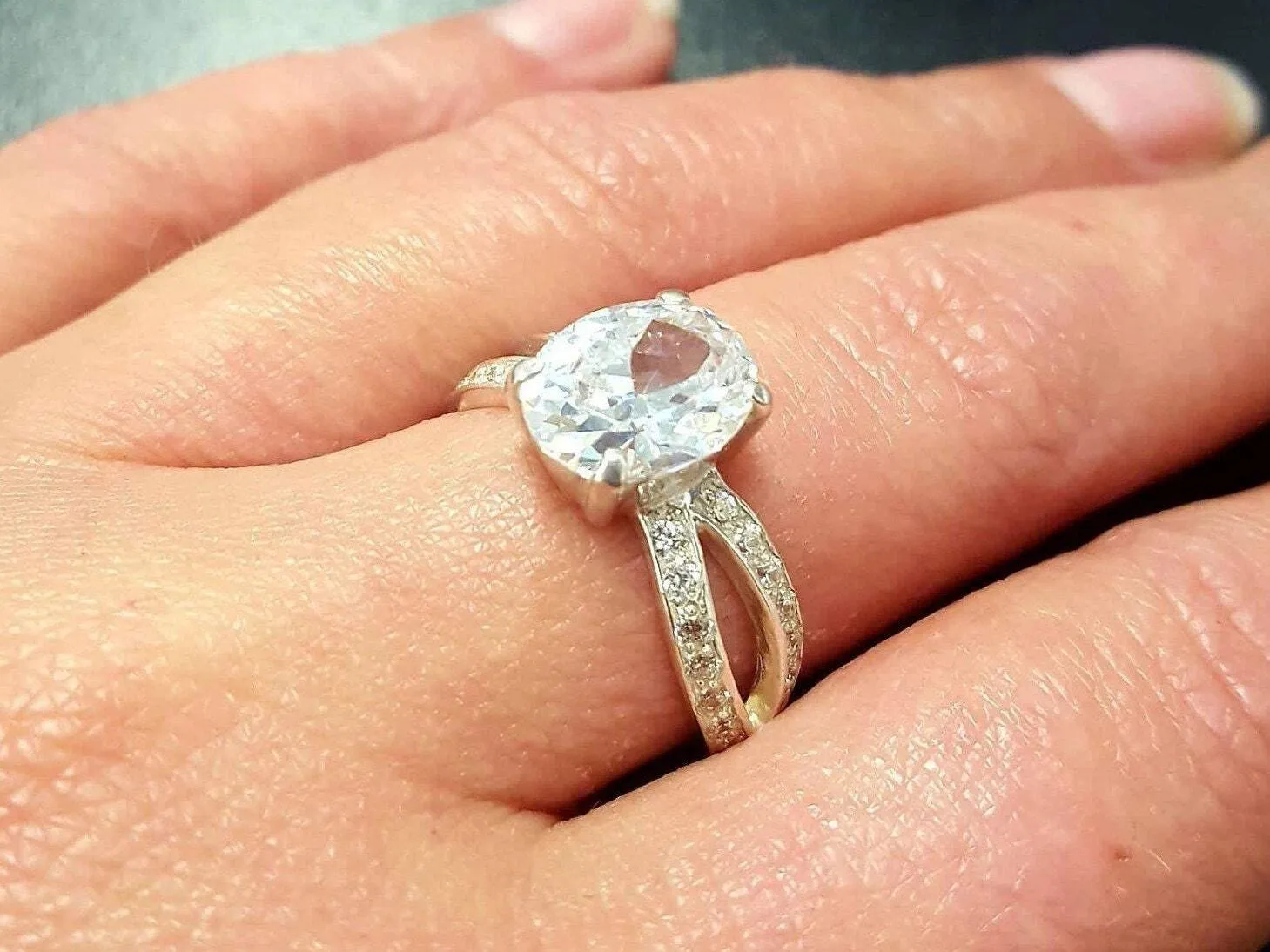 Created CZ Diamond Ring - Vintage Diamond Ring - CZ Diamond Promise Ring