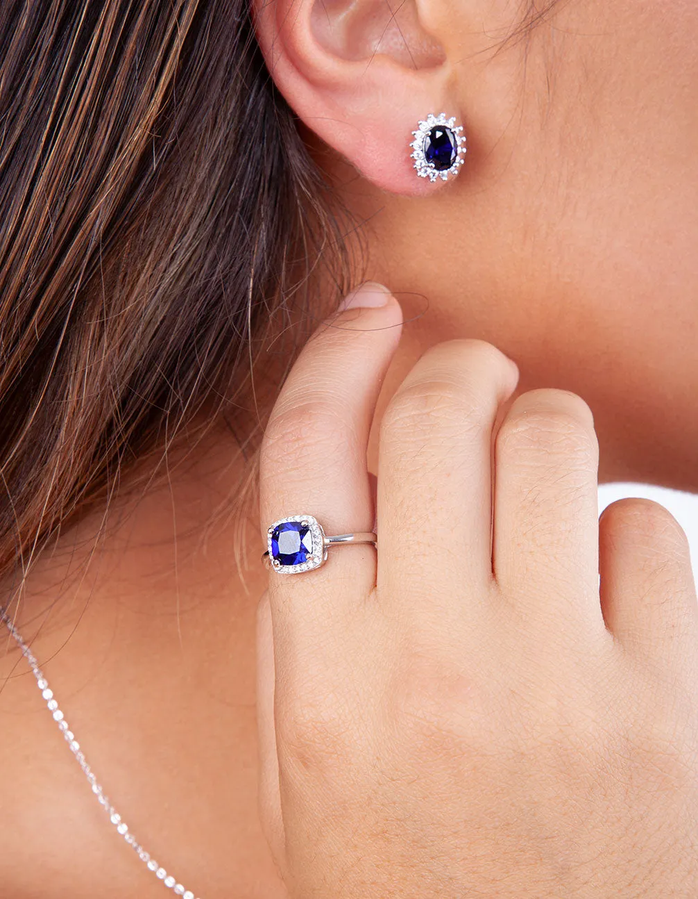 Created Sapphire Stud Earrings