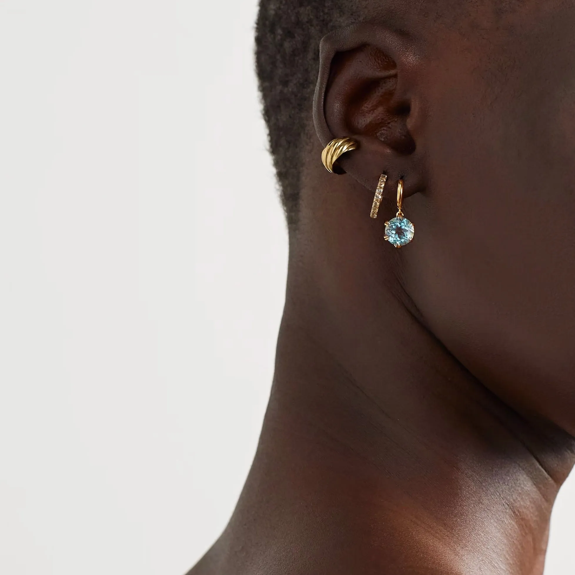 Crown Midi Hoops Blue Topaz