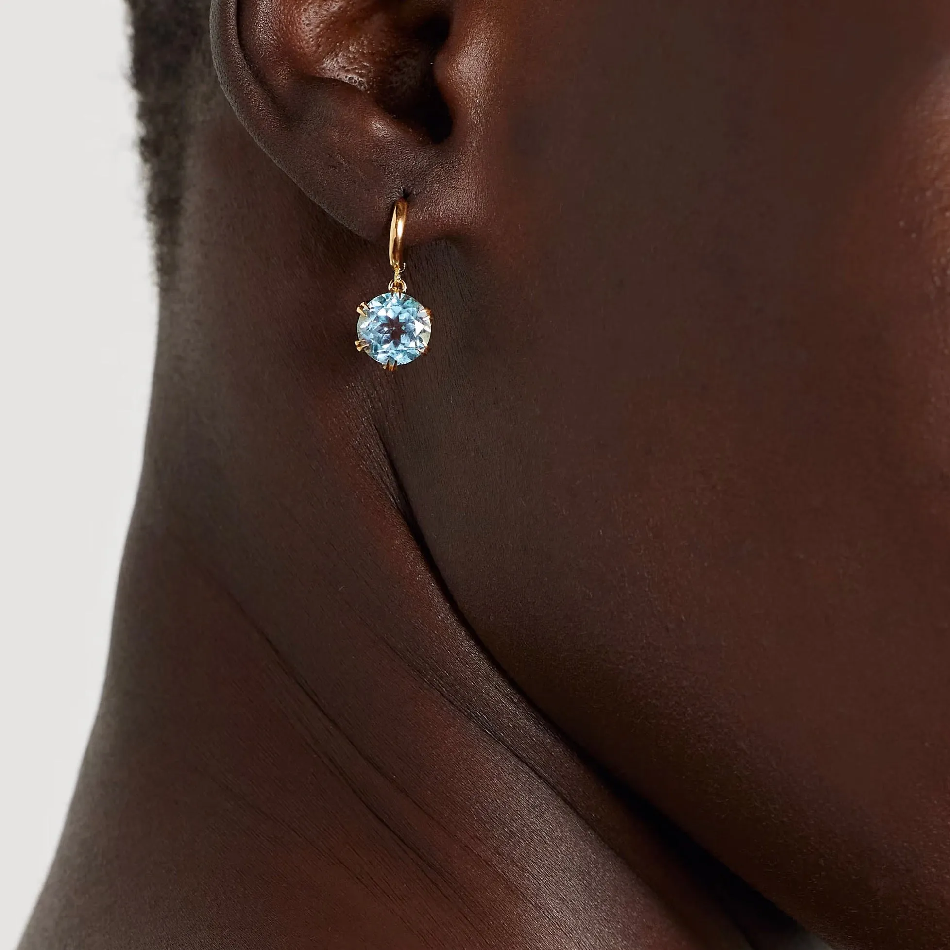 Crown Midi Hoops Blue Topaz