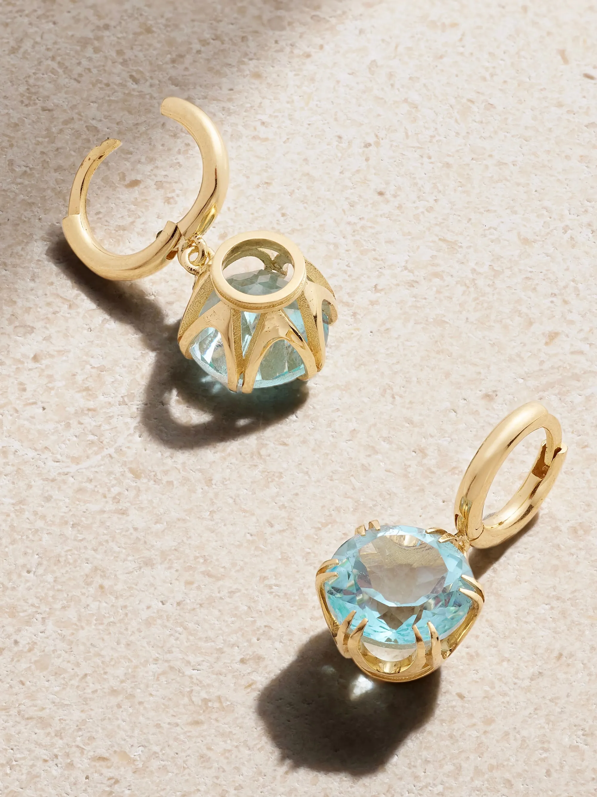 Crown Midi Hoops Blue Topaz