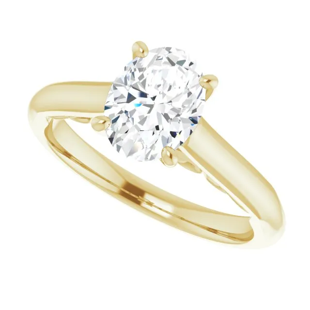 Cubic Zirconia Engagement Ring- The Adelaide (Customizable Oval Cut Cathedral Solitaire with Two-Tone Option Decorative Trellis 'Down Under')