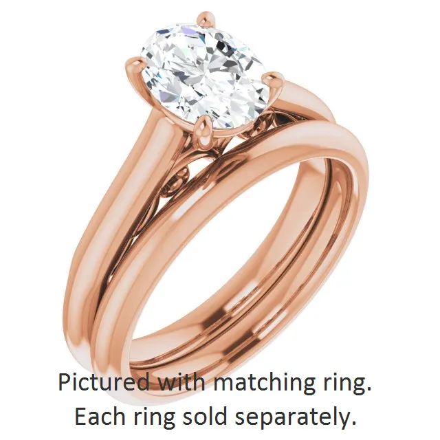 Cubic Zirconia Engagement Ring- The Adelaide (Customizable Oval Cut Cathedral Solitaire with Two-Tone Option Decorative Trellis 'Down Under')