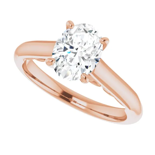 Cubic Zirconia Engagement Ring- The Adelaide (Customizable Oval Cut Cathedral Solitaire with Two-Tone Option Decorative Trellis 'Down Under')