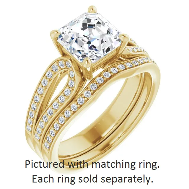 Cubic Zirconia Engagement Ring- The Annemarie (Customizable Asscher Cut Design featuring Shared Prong Split-band)