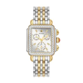 Deco High Shine Silver Dial Two-Tone Chronograph