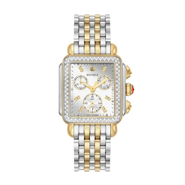Deco High Shine Silver Dial Two-Tone Chronograph