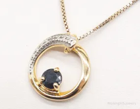 Designer Ross Simons Sapphires One Diamond Gold Vermeil Sterling Silver Necklace