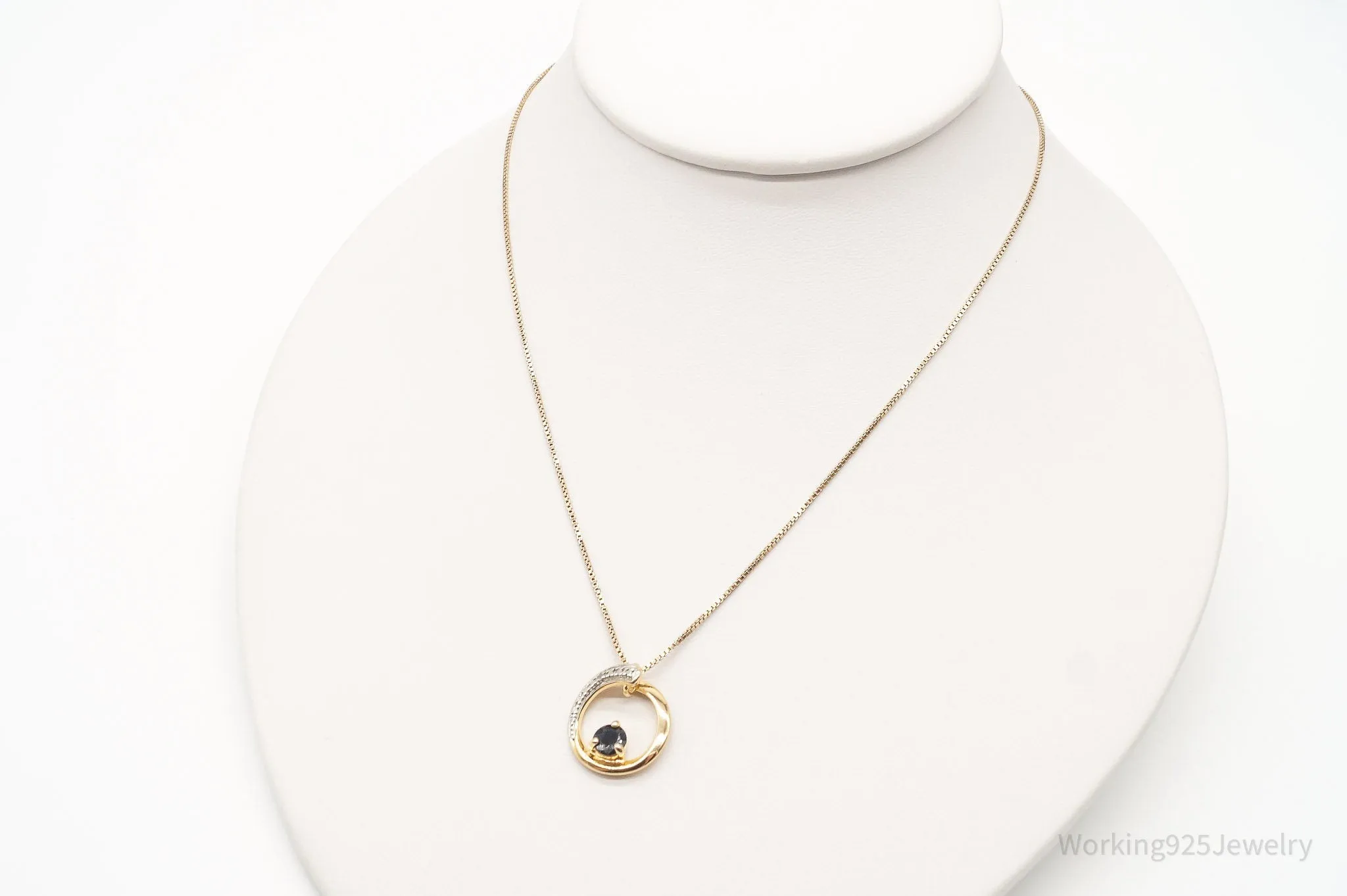 Designer Ross Simons Sapphires One Diamond Gold Vermeil Sterling Silver Necklace