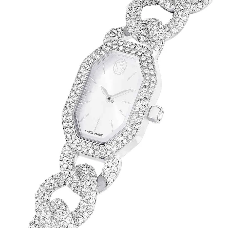 Dextera Swiss Made Crystal Silver Tone Stainless Steel Watch 5668899