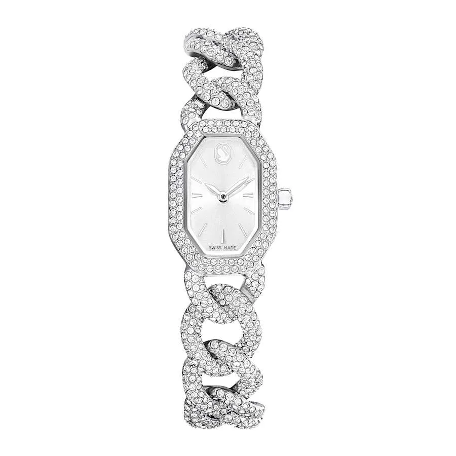 Dextera Swiss Made Crystal Silver Tone Stainless Steel Watch 5668899
