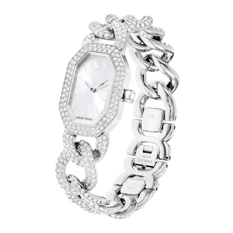 Dextera Swiss Made Crystal Silver Tone Stainless Steel Watch 5668899