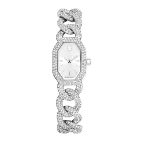 Dextera Swiss Made Crystal Silver Tone Stainless Steel Watch 5668899