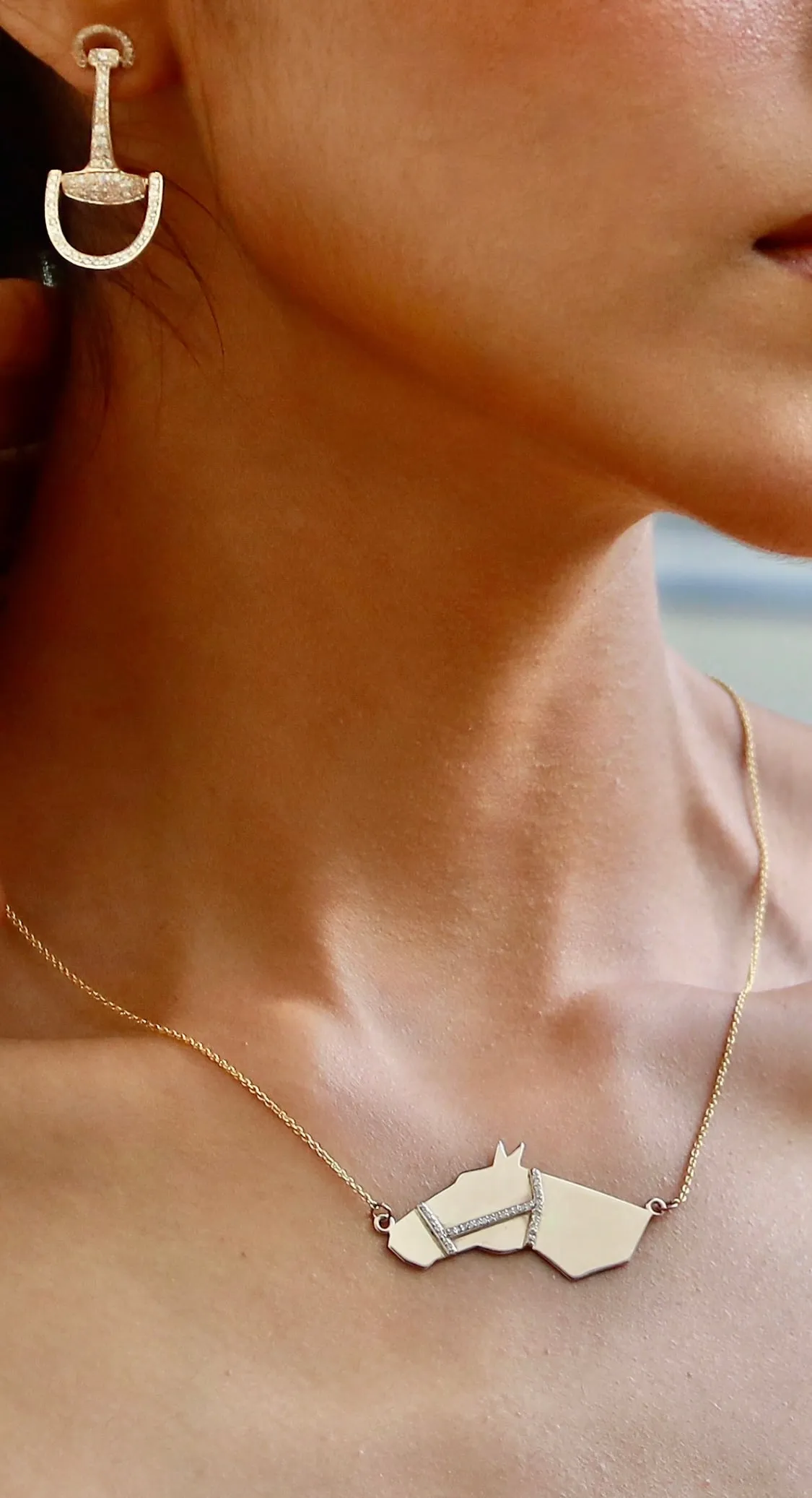 Diamond Horse Head Pendant