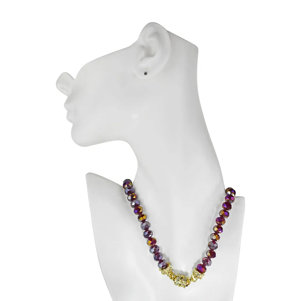 Divine Beaded 10mm Magnetic Interchangeable Necklace (Goldtone/Ruby Red)