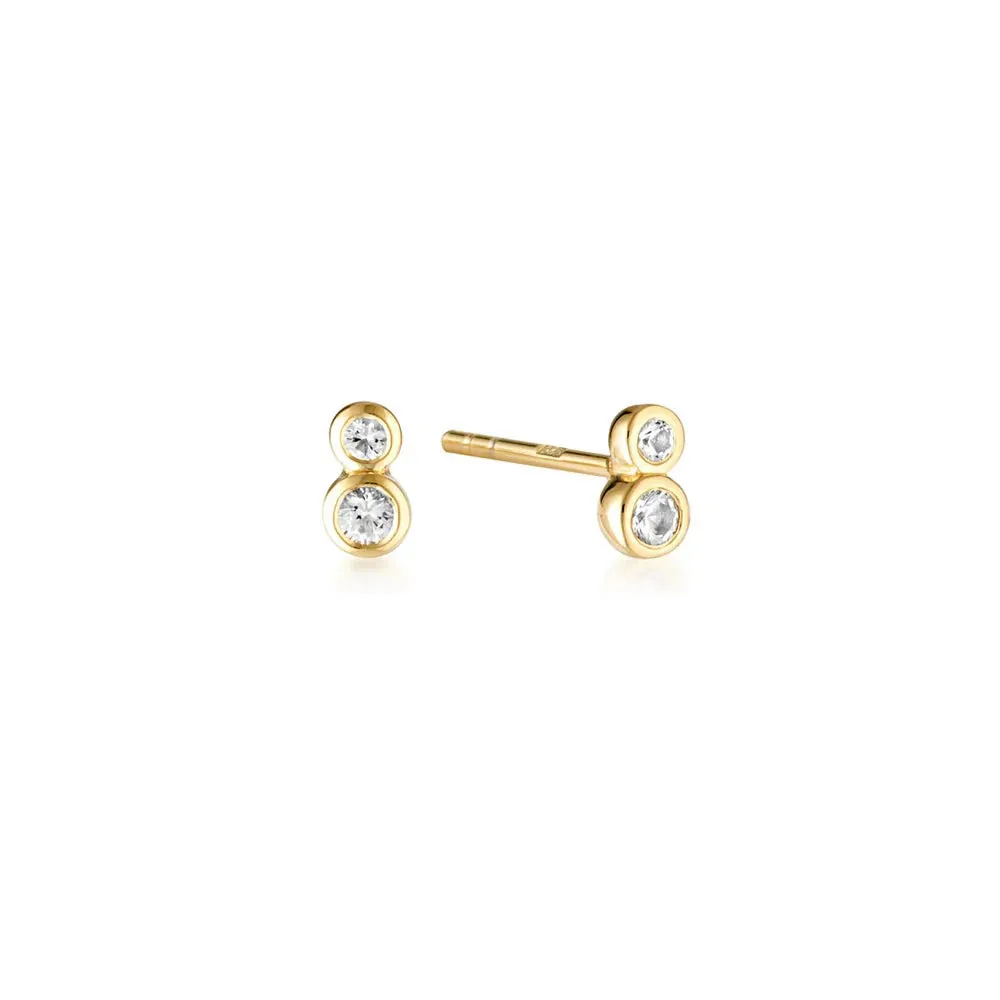 Duo Stud Earrings | White Topaz