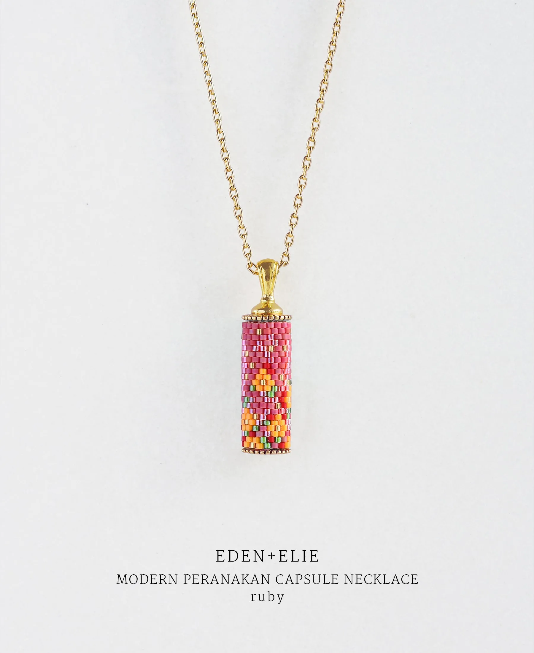EDEN   ELIE Modern Peranakan capsule pendant necklace - ruby