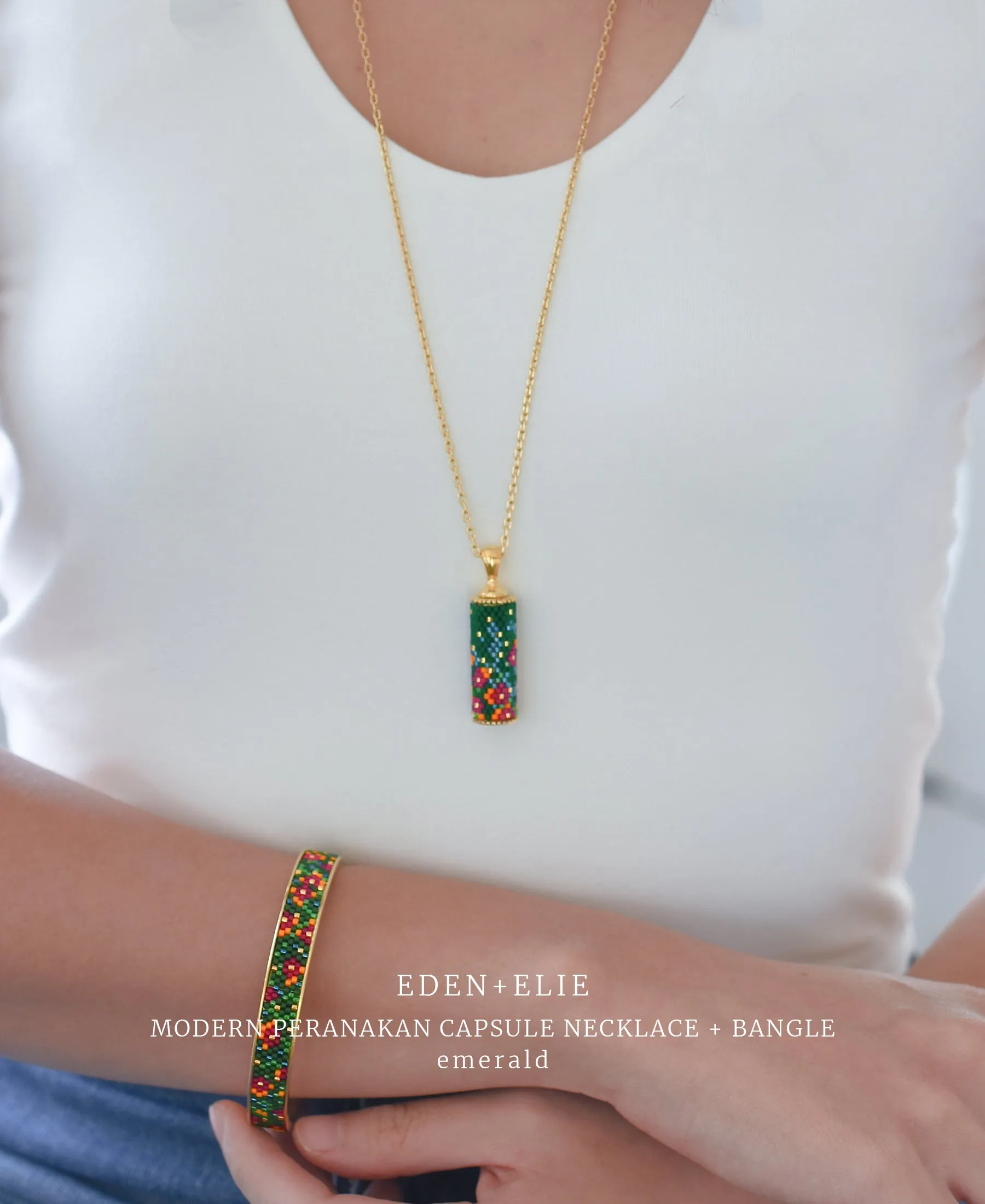 EDEN   ELIE Modern Peranakan capsule pendant necklace - ruby