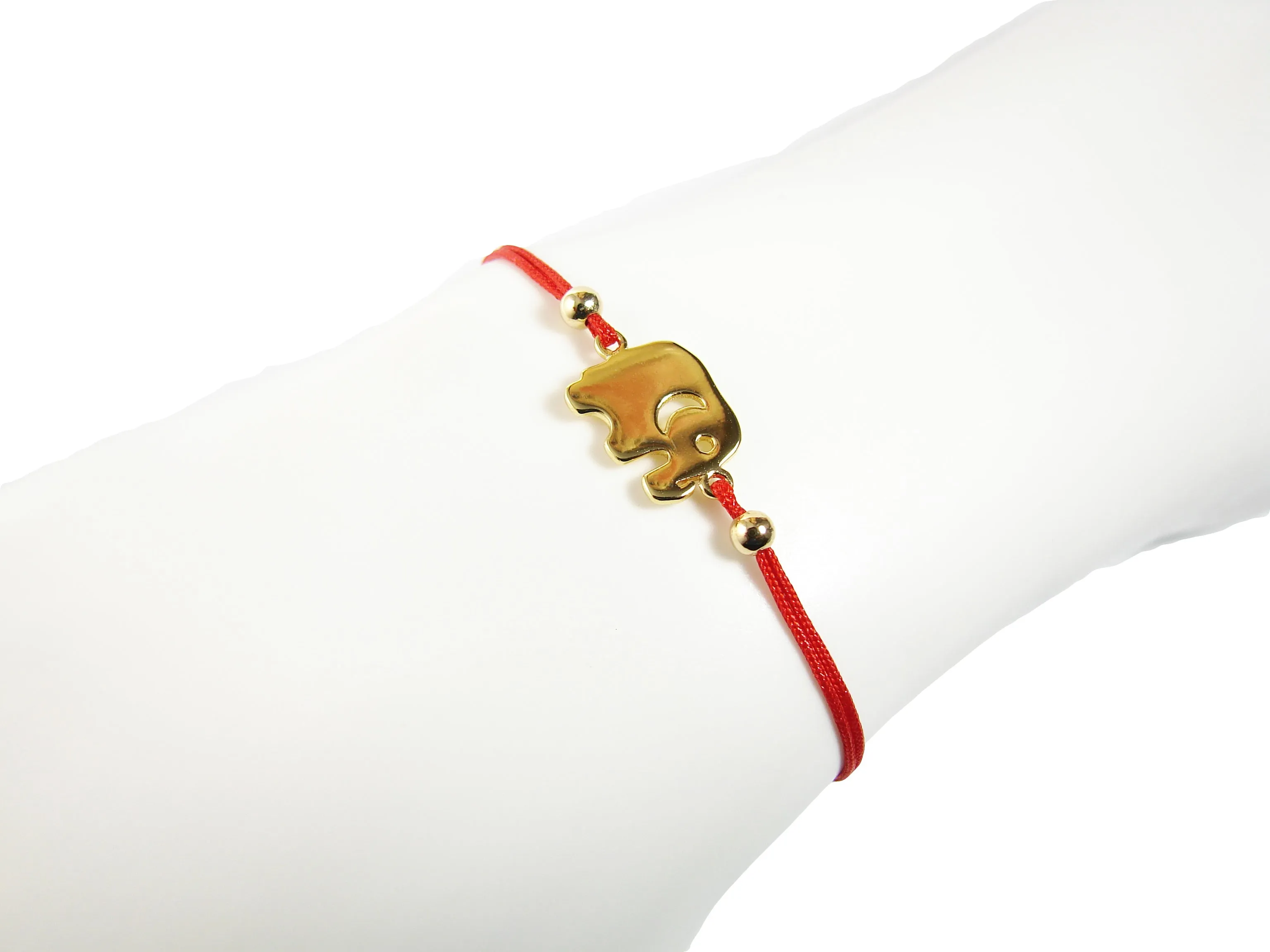 Elephant Bracelet Red String Sterling Silver Lucky Charm