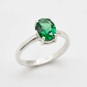 Emerald Promise Ring - Green Oval Ring - Classic Solitaire Ring