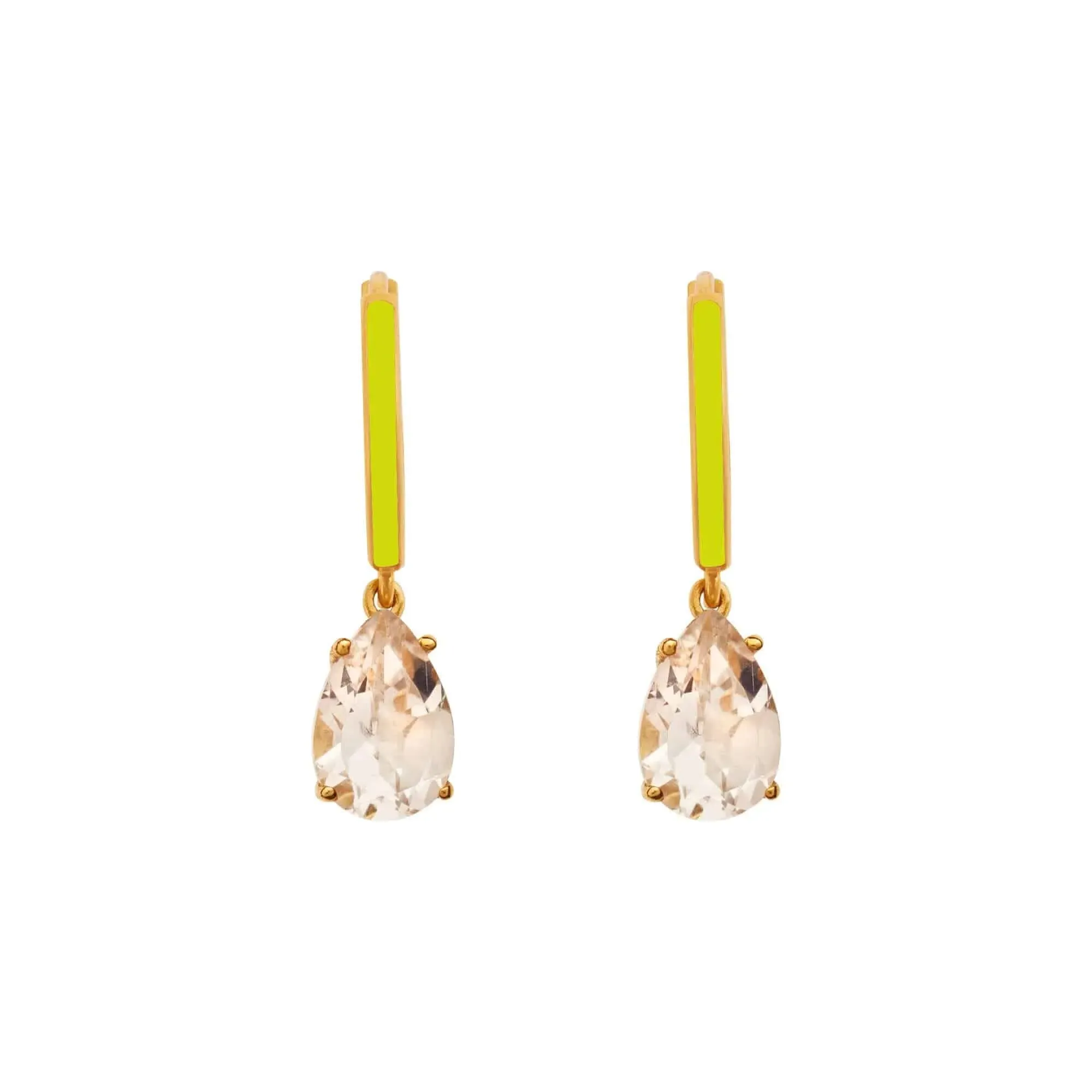 Enamel and White Topaz Hoops