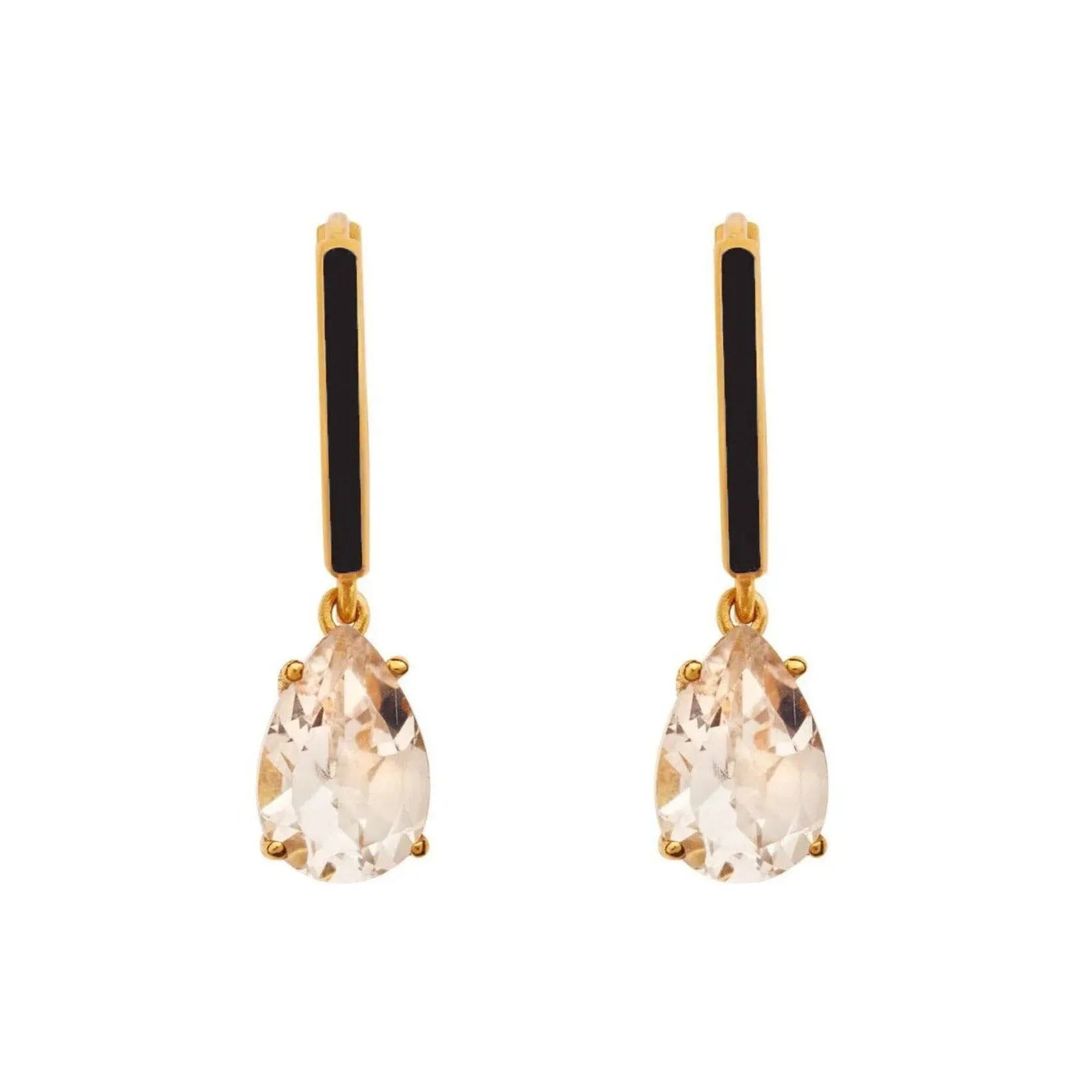 Enamel and White Topaz Hoops