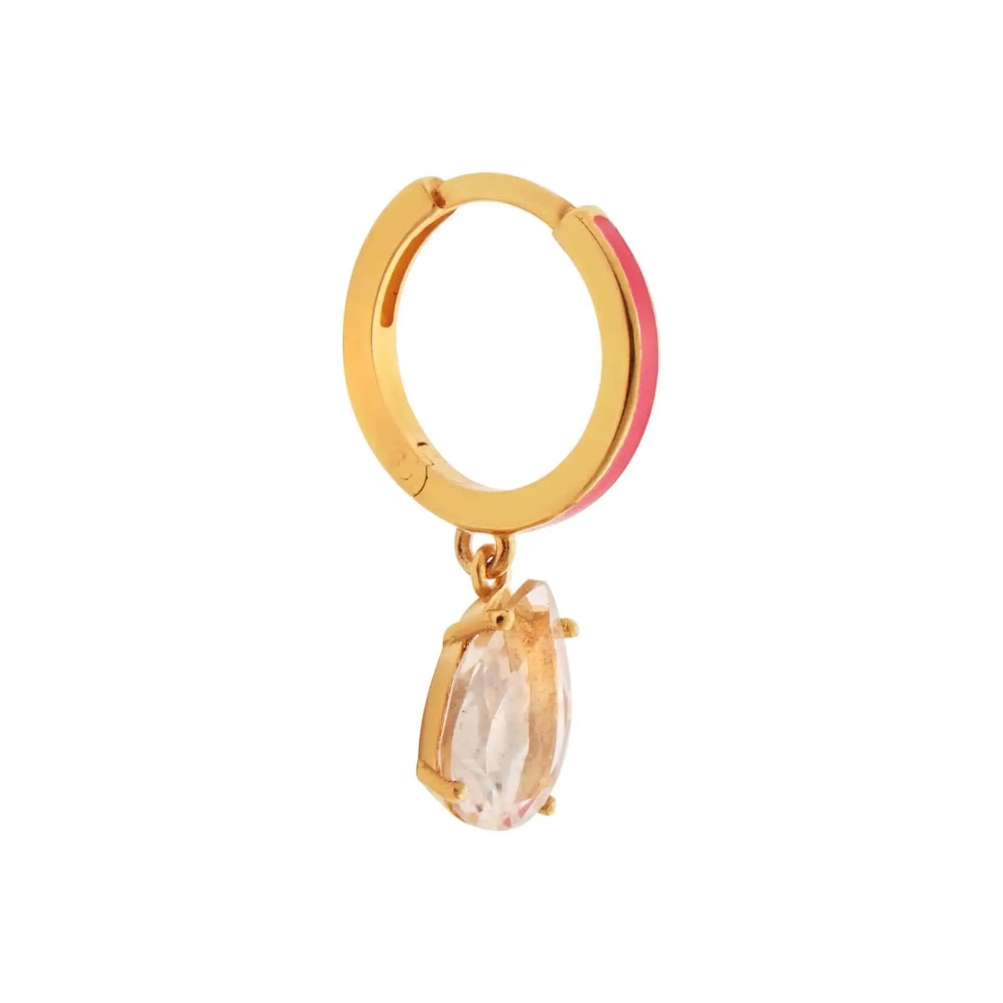 Enamel and White Topaz Hoops