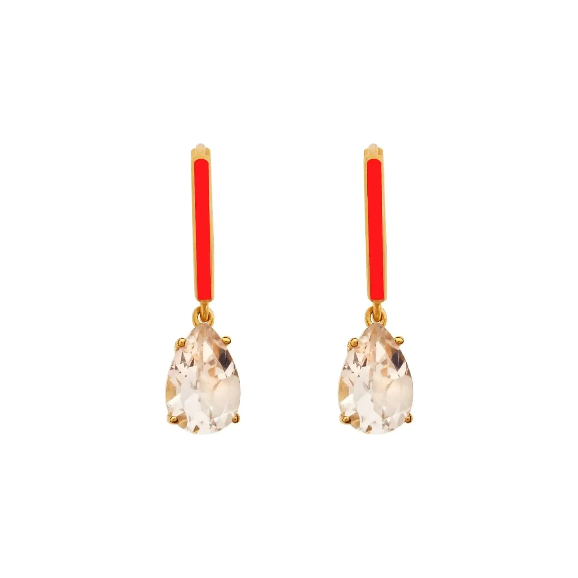 Enamel and White Topaz Hoops