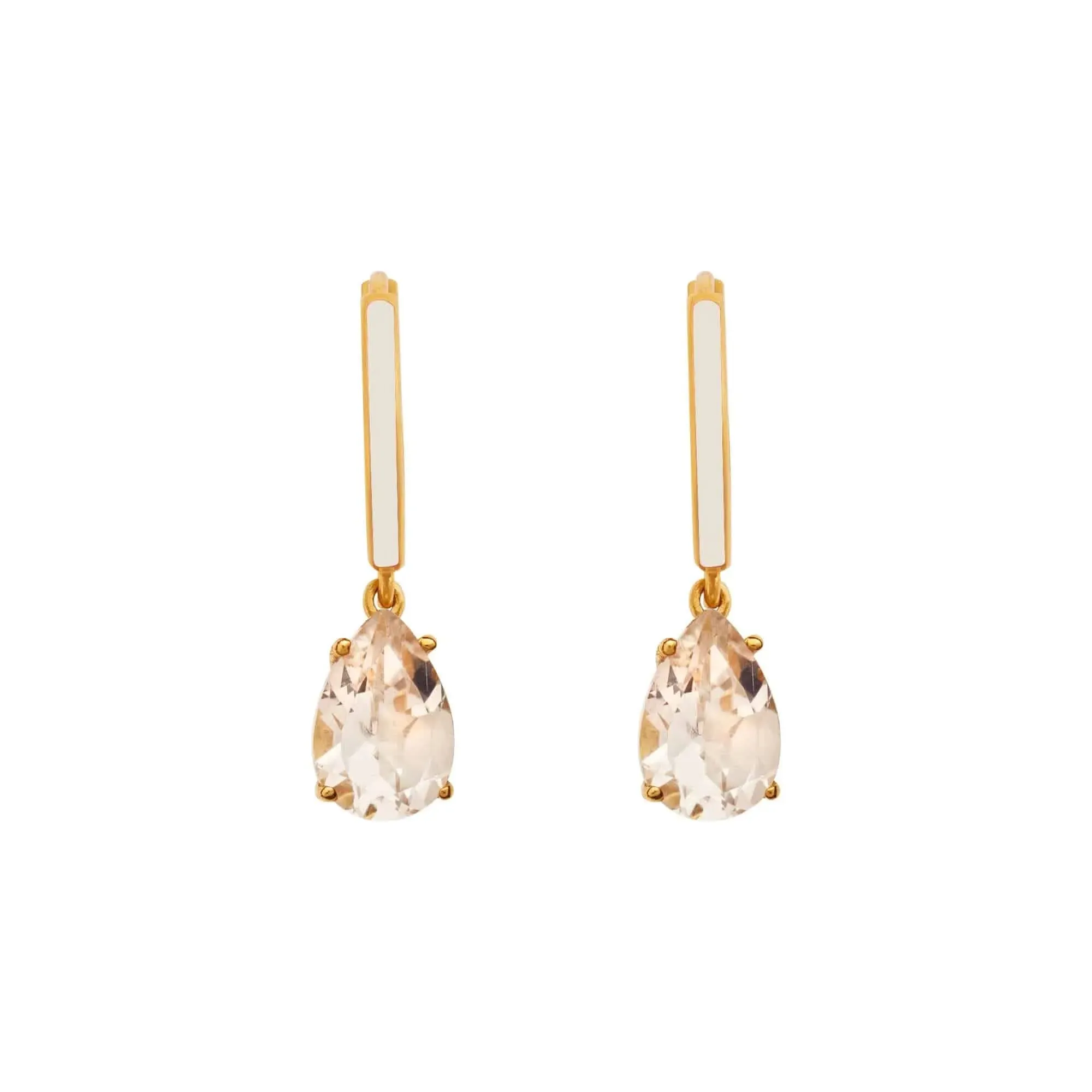 Enamel and White Topaz Hoops