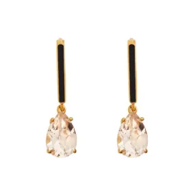 Enamel and White Topaz Hoops