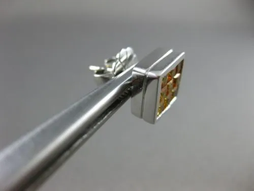 ESTATE LARGE 3.43CT AAA YELLOW SAPPHIRE 18KT WHITE GOLD SQUARE STUD EARRINGS
