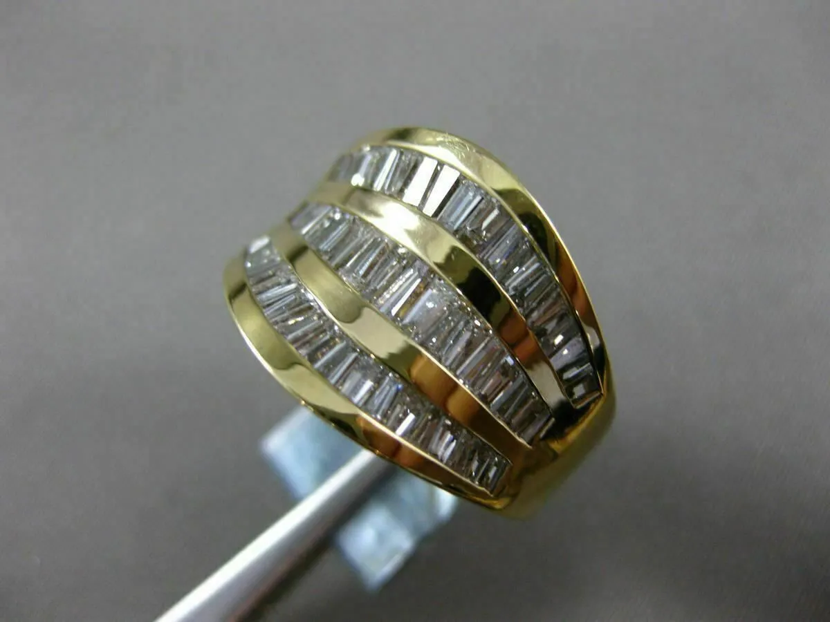 ESTATE WIDE 1.6CT DIAMOND 14K YELLOW GOLD 3D MULTI ROW ETERNITY ANNIVERSARY RING
